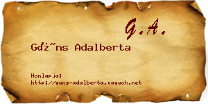 Güns Adalberta névjegykártya